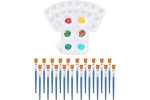 SCJJZ Paletas de pintura,8 Piezas Paleta de Pintura,Contiene 20 pinceles para pintura al óleo,Bandejas Plástico Rectangular de Mezcla para Gouache, Pintura Acrílica y Acuarelas