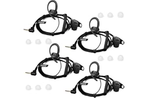 HYSHIKRA Auricolare radio di sicurezza compatibile con Motorola TLKR-T60 T80 T82 T-92 H2O T80 Extreme T82 Extreme Walkie Talkie, leggero, a forma di G con microfono (nero, 4 PACK)