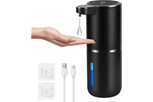 Gaethra Seifenspender, 380 ml automatischer Seifenspender, automatischer Küchenseifenspender mit Infrarot-Bewegungssensor, USB, wiederaufladbar, wasserdicht IPX5 (Schwarz, Art der Flüssigkeit)