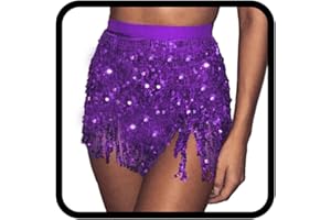 Zookey Gonna di Paillettes Wrap Gonne di Frange Rave Nappa Gonna di Danza Ventre Hip Sciarpa Festival Costume per Le Donne e Le Ragazze