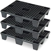 3x Kunststoffpalette im halben Euromaß, LxBxH 800x600x140 mm, Deckfläche durchbrochen, Material PE-RE