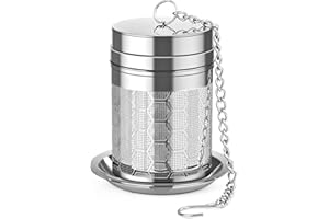 81880 Infusore per Tisane - Filtro per Tisane in Acciaio Inox - Ideale per Te verde e Teiera Vetro - Infusore Tisana Riutilizzabile con Catena di Estensione