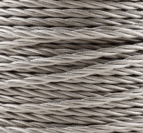 Textilkabel, Stoffkabel, Lampen Kabel Strom, 2-adrig, 2x0,75mm², GWH-Silber