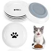 Alitree 4 Pieces Ceramic Cat Feeder Cat Bowls with Silicone Base | Non-slip, Flat Cat Dishes Relieve Whisker Fatigue, Store C