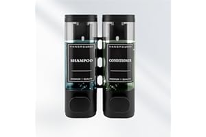 MEKOTRIN Dispensador Jabón Baño para Montaje en Pared, Dispensador de Jabón Líquido, Dispensador Gel y Champu Ducha para Hotel, Hogar,2x300ml(Negro)