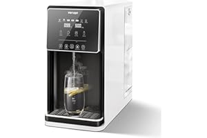 Vortopt Sistema de ósmosis inversa de encimera, dispensador de agua fría y caliente - Sistema de filtros de agua RO de 4 etapas, 7:1 puro al drenaje, sin instalación, sin BPA, UR02