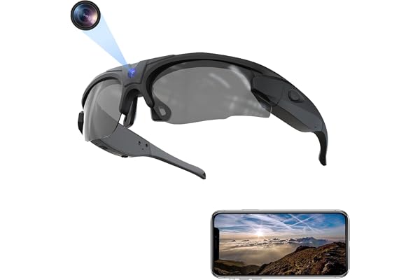 Hereta Lunettes de soleil avec caméra WiFi, lunettes de capture vidéo HD 4K avec protection UV400, verres polarisés pour sports de plein air, compatible avec iOS et Android, carte TF jusqu'à 256 Go