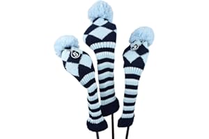 Hauni Stripes Knitted Golf Club Head Covers 3 Piece Set 1 3 5 Driver and Fairway HeadCovers Fits 460cc Drivers…