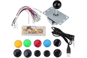 LETCART Zero Delay Arcade Game Kit Fai da Te Parti Joystick Sanwa 10 Pulsanti + Joystick + Encoder USB Kit Parti Armadio Arcade Fai da Te