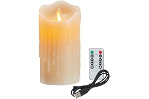 Koelaa Candele Ricaricabili, Candele LED, Candele Senza Fiamma, Candela Tremolante Senza Fiamma con Timer, Luce Candela Ricaricabili USB con Telecomando, Candela per Halloween-7.5 * 12.5cm