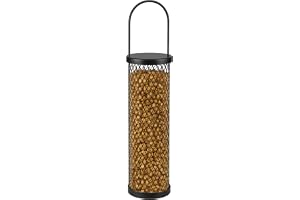 Flamingo Silo Elon svart fodertråg - 7,5 x 7,5 x 28,5 cm - pulverlackerad metall - kan fyllas med nötter - väderbeständig