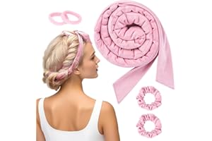 BUTBU Heatless Curlers Headband, 5PCS No Heat Hair-Curlers and Rollers, Soft Sleep Overnight Hair-Curls Set, heatless Curling Gift Kit for Women Long and Short Wave hair (Pink)