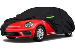SOEKODU Telo Copriauto, Impermeabile Copriauto Sostituzione per VW Beetle 1998-2022, Tutte Condizioni Atmosferiche Copertura per Auto con Porta con Cerniera e Cinturino Antivento