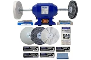 PRO-MAX PROFESSIONAL QUALITY TOOLS Bench Grinder Metal Polisher 6" 250W with 6" Metal Polishing Kit - Pro-Max
