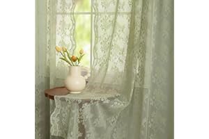 YJ YANJUN Sage Green Curtains for Bedroom 54 Drop 2 Panels Elegant FLoral Lace Sheer Curtains for Small Window Privacy Kitchen Short Curtains for Living Room 52 W x 54 L Inch(132cm x 137cm) Sage