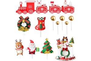 WFKKMEQ Christmas Cake Decorations, Christmas Cake Toppers Ornament, Assorted Snowman, Santa, Reindeer, Traditional Xmas Cake Decorations - 11PCS