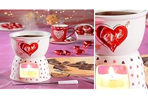 KONTARBOOR Set de Fondue à Chocolat pour 2 personnes motif « Love » Cadeau Saint Valentin, anniversaire etc…