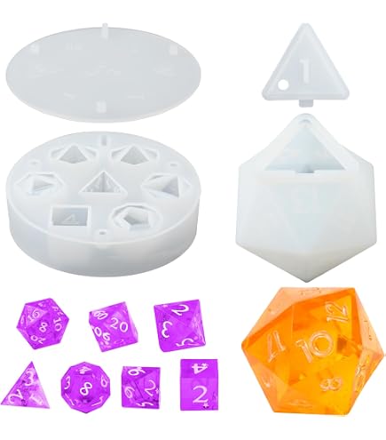 HyzaPhix Moule Jeu de Dés, Moules en Résine Dés DND, D&D Dice Silicone Molds, Moulage de Dés Jeu de Role pour Jeux de Table Donjons et Dragons RPG Dés MTG (Dés DND HyzaPhix Moule Jeu de Dés, Moules en Résine Dés DND, D&D Dice Silicone Molds, Moulage de Dés Jeu de Role pour Jeux de Table Donjons et Dragons RPG Dés MTG (Dés DND