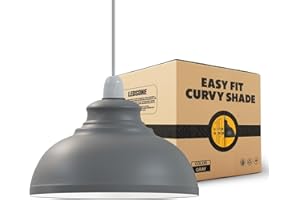 LEDSONE Retro Grey Metal Ceiling Lampshade 29cm Easy Fit Modern Hanging Pendant Lightshade for Bedroom Dining Room Hallway Office Industrial Kitchen Restaurant Bar