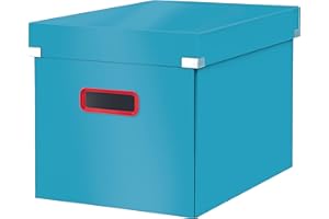 Leitz, Caja de Almacenaje Grande Click and Store con Tapa, Cartón Duro de Primera Calidad para tu Hogar y Oficina, Gama Cosy, Azul Sereno, 53470061, Grande