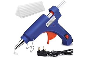 AESTUSTHERI 20W Mini Hot Glue Gun With 50 pcs 7 x 100 mm Sticks for DIY Arts - Crafts - Fabric - Wood - Glass - Card - Home Repairs (Blue)
