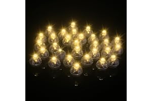 Cncedi 30Pcs Balloon Lights, LED Mini Round Ball Balloon Light Paper Lantern Lights for Christmas Halloween Wedding Birthday Party Decoration (Warm Wihte)