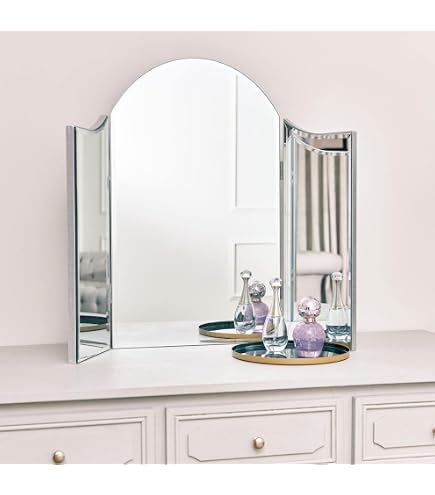 Melody Maison Antique Gold Arched Triple Vanity Mirror 60cm x 72cm :  Amazon.co.uk: Home & Kitchen