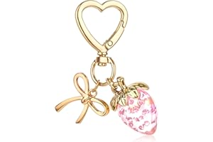 Apausvcm Truskawkowy brelok, urocza truskawkowa torba, zawieszki dla kobiet, dziewcząt, kokarda, serce, breloki, truskawka, akcesoria do torebek, torebki, portfela, telefonu komórkowego, samochodu