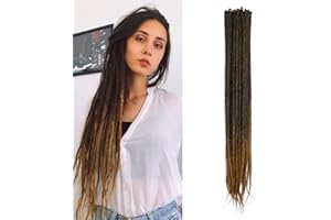 DSOAR 0,6cm Sottile Estensioni Dreadlock Sintetiche Fatte A Mano 20 Pollici 20 Fili Capelli All'uncinetto Trecce Lunghe All'uncinetto Stile Hip-Hop Estensioni Dei Capelli Morbidi Dreadlocks, MT1B-27#