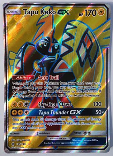 Pokemon, S&amp;M Guardian Rising, Tapu Koko GX 135/145, Ultra rare, Mint, Full Art