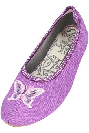 Chaussons De Gymnastique Beck Harmonie Pour Fille - Semelle Antidérapante, Imprimé Papillons, Textile