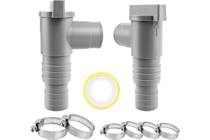 SUPERSUN Wartungshahn/Absperrhahn für Pools mit 32mm Schlauchanschluss Pool Anschlussset 32mm Absperrhahn Pool Pool Ventil absperrventil PVC Rohr Wartungs Pool zubehör mit 6X Schlauchklemmen(2er-Set)