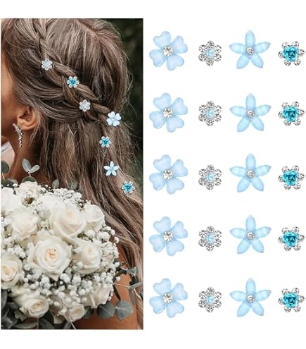 Set 4 Fermagli Per Capelli Da Sposa Argento | Con Strass E Cristalli, Fiori In Lega, Per Matrimonio E Cerimonie - 5