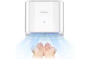 modunful Automatischer Handtrockner Elektrisch Kompakter Wandmontage Infrarotsensor Handtrockner mit Kalter und Heißer Luft für Badezimmer zu Hause Toilette, 220V 1200W 2008S1