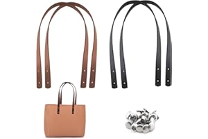 TOKSEO Lot de 4 anses de sac en cuir synthétique - 60 cm - Amovibles - Avec 16 rivets - Pour sac à main et portefeuille - Noir/marron