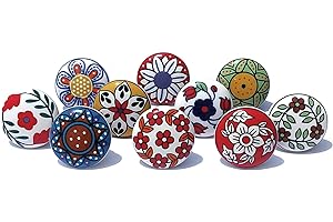 Royal Kraft Vintage Hand Painted Ceramic Pull Knobs for Kitchen Cabinet, Door & Drawer, Wardrobe, Cupboard (Set of 10) Sknob001