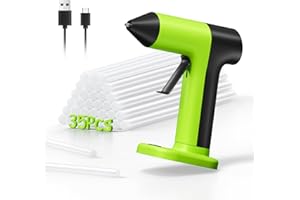 VIWKO Pistola Colla a Caldo, Pistola Colla a Caldo Senza Fili con 5000 mah Batterie, 4V Mini Pistola Colla a Caldo Professionale con 35pcs 7mm Colla Stick, Riscaldamento Rapido, On/Off, Adatta per DIY