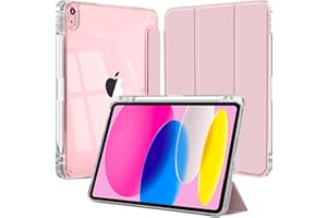 EspZanthic Custodia per iPad (A16) 11a/10a Generazione (2025/2022) con Portapenne e Morbido TPU Bumper, Posteriore Chiaro Trasparente Supporto per Tablet Cover Antiurto, Rosa