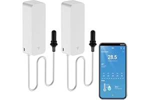 PHOVOLT Termometro intelligente igrometro, sensore di temperatura WiFi con sonda esterna, termometro con funzione meteorologica, misurazione dell'umidità per congelatore, acquario, allarme app, monitor