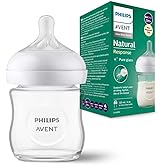 Philips Avent Doğal Tepkili Cam Biberon, 120 ml, 0 Ay+, Akıtmaz Emzik, Kolik ve Gaz &Ouml;nleyici, BPA İ&ccedil;ermez, SCY930/01
