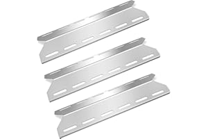 Denmay 44 x14,5cm Grill Brennerabdeckung Ersatzteile, Edelstahl Hitzeblech, Silber Flammenblech Heizplatte für Enders Monroe/Boston 3 Brenner Gasgrill, Flammenverteiler, 3 Stück