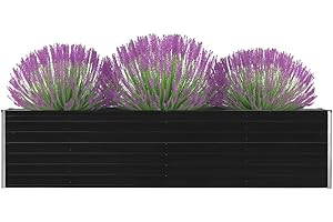 WIFESE JardinièRe 320x40x77 Cm Acier Galvanisé Anthracite Jardinieres Exterieur Jardiniere Bois Jardiniere Balcon Carré Potager Bacs ã Fleurs Rectangulaire