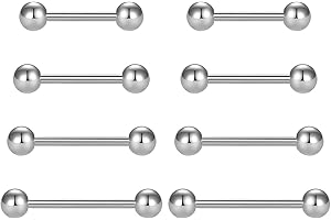 LONGITA Piercing Pezón Lengua Anillos 14G Acero Inoxidable Recto Barbells Piercing Joyas 12mm 14mm 16mm 18mm