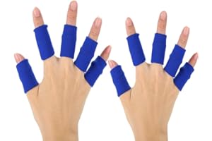 XDSP Protège-doigt élastiques, Manchons de Protection pour Doigts élastique Finger Sleeve Support extensible Finger Protector Sleeve, Manches de Soutien des Doigts pour Joueurs de Basketball (Blue)