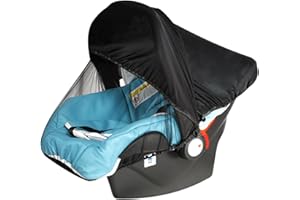 NEWTIC 2 in1 Verdeck für Babyschale,Sonnenverdeck Sonnendach Sonnenschutz,Sonnenschirm Kinderwagen mit Moskitonetz,Insektenschutz und Sonnenschutz für Maxi,Cosi Cabrio, CabrioFix (Schwarz)
