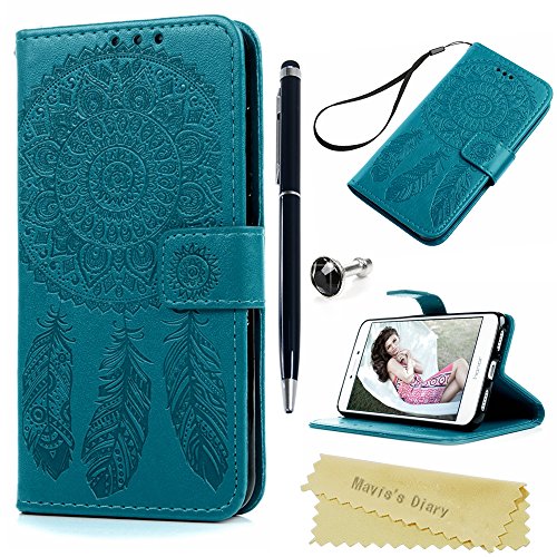 Funda Huawei P8 Lite 2017 Libro de Suave Cuero Impresi  n PU Premium - Mavis s Diary Carcasa Con TPU Silicona Case Interna Suave Soporte Plegable Ranuras para Tarjetas y Billetera Cierre Magn  tico - Dise  o de atrapasue  os  azul