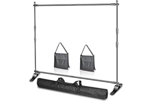 EMART Hintergrund Ständer 2,4 x 2,4 m, Verstellbarer Foto Hintergrundständer mit 2 Sandsäck, Banner Stand für Fotostudio, Porträt und Produktfotografie, Studiofotografie