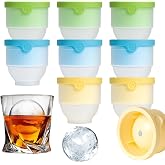 9 Large Silicone Ice Cube Trays, 6 cm Round Ice Ball Molds, Spherical Cube Trays for Whiskey, Cocktails, Wine and Drinks, Eas