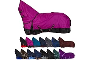 RL24 - Weidedecke Full Neck Basicline 600D Nylonfutter m. Füllung – Pferde Winterdecke – wasserdichte Outdoordecke m. Kreuzbegurtung – Pferdedecke in Beere/Schwarz – Größe 125cm (100g/m²)