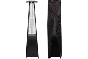 Pyramide chauffante, parasol chauffant au gaz avec tuyau, détendeur NF et housse offerte, tube en verre et non quartz, inox (Noir)